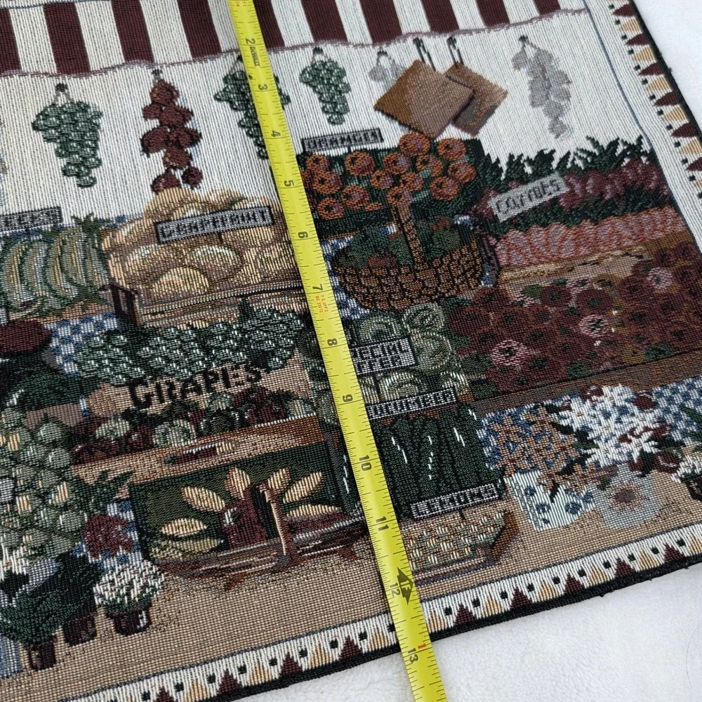 Woven Vintage Tapestry Farmers Market Placemats Set of 3 Fruit Vegetable 13x19
